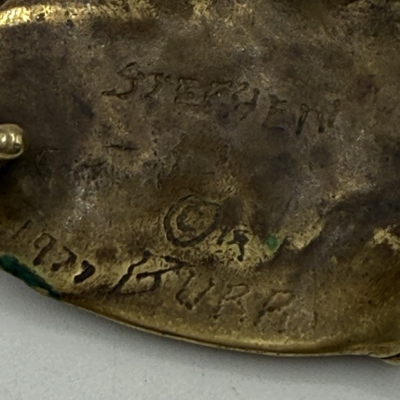 Stephen Burr Flowers Solid Brass MCM 70s Modern Signed/dated Vintage Belt Buckle - Picture 7 of 14